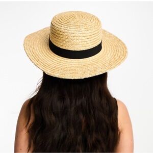 ASOS DESIGN natural straw easy boater with size adjuster